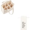 PurpleEssences Canvas Wine Tote Bag with Divider for 6 Bottle 13 x 7 x 10.5 Inch and Wine Gift Bag 12.9 x 5.6 Inch – Pack of 1 – Natural and New Chapter