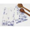 PurpleEssences Blue Floral Throw Pillow Covers 18×18 Inch and Kitchen Towels 16×26 Inch Set of 2, 100% Cotton – French Flower Garden