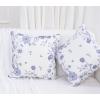 PurpleEssences Blue Floral Throw Pillow Covers 18×18 Inch and Kitchen Towels 16×26 Inch Set of 2, 100% Cotton – French Flower Garden