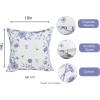 PurpleEssences Blue Floral Throw Pillow Covers 18×18 Inch and Kitchen Towels 16×26 Inch Set of 2, 100% Cotton – French Flower Garden
