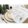 PurpleEssences Double Stripe Ribbed Woven Table Runner 14×90 Inch Pack of 1 & Solid Cloth Napkins – Set of 12 -18 x 18 Inch – Biscuit /White