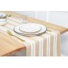PurpleEssences Double Stripe Ribbed Woven Table Runner 14×90 Inch Pack of 1 & Solid Cloth Napkins – Set of 12 -18 x 18 Inch – Biscuit /White