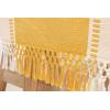 PurpleEssences Table Runner – Wide with Dobby Stripe, Ribbed Weave & Double Knot Fringes, 14×90 Inch & Stripe Ribbed Placemats with Fringes Set of 4, 13×19 Inch, 100% Cotton Golden Yellow and H.White