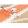 PurpleEssences Table Runner – Wide with Dobby Stripe, Ribbed Weave & Double Knot Fringes, 14×90 Inch & Stripe Ribbed Placemats with Fringes Set of 4, 13×19 Inch, 100% Cotton – Orange and H.White