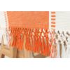 PurpleEssences Table Runner – Wide with Dobby Stripe, Ribbed Weave & Double Knot Fringes, 14×90 Inch & Stripe Ribbed Placemats with Fringes Set of 4, 13×19 Inch, 100% Cotton – Orange and H.White