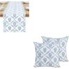 PurpleEssences Blue Floral Table Runner 14×72 Inch Pack of 1, Throw Pillow Covers 18×18 Inch (Set of 2) , 100% Cotton – Chintz Jacobean