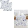 PurpleEssences Vintage Floral Table Runner (14 x 72 Inch Set of 1), Throw Pillow Cover (18 x 18 Inch Set of 2) – 100% Cotton – Blue/Cream