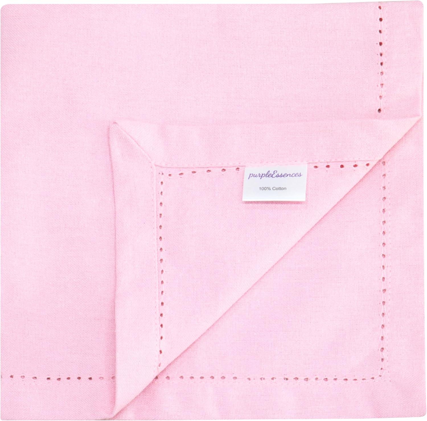 image:imagePurpleEssences Set of 6 Hemstitch Cloth Dinner Napkins 100 Cotton Soft Durable Washable Ideal for Wedding Spring Easter Summer Perfect Everyday Use Table Linen 18x18 Apple GreenBlush Pink