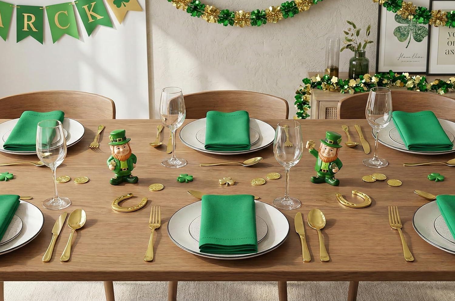 image:imagePurpleEssences Set of 6 Hemstitch Cloth Dinner Napkins 100 Cotton Soft Durable Washable Ideal for Wedding Spring Easter Summer Perfect Everyday Use Table Linen 18x18 Apple GreenSt Patricks Green