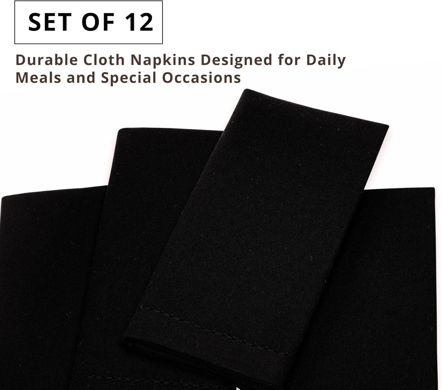 image:imagePurpleEssences Set of 6 Hemstitch Cloth Dinner Napkins 100 Cotton Soft Durable Washable Ideal for Wedding Spring Easter Summer Perfect Everyday Use Table Linen 18x18 Apple GreenBlack