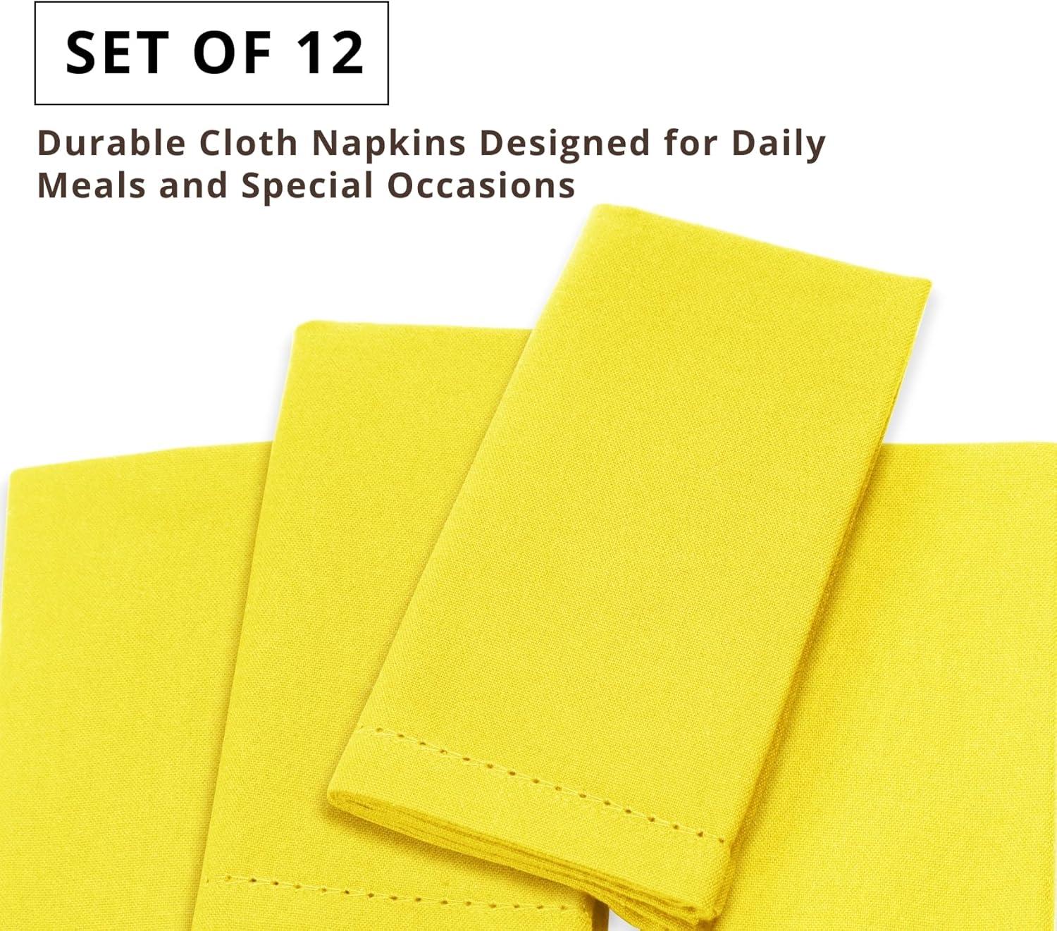image:imagePurpleEssences Set of 6 Hemstitch Cloth Dinner Napkins 100 Cotton Soft Durable Washable Ideal for Wedding Spring Easter Summer Perfect Everyday Use Table Linen 18x18 Apple GreenYellow
