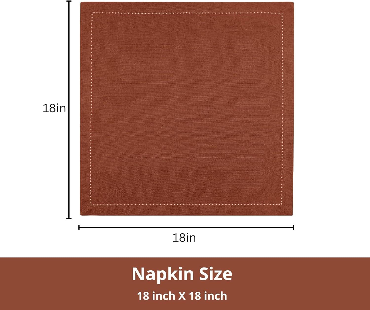 image:imagePurpleEssences Set of 6 Hemstitch Cloth Dinner Napkins 100 Cotton Soft Durable Washable Ideal for Wedding Spring Easter Summer Perfect Everyday Use Table Linen 18x18 Apple GreenRust