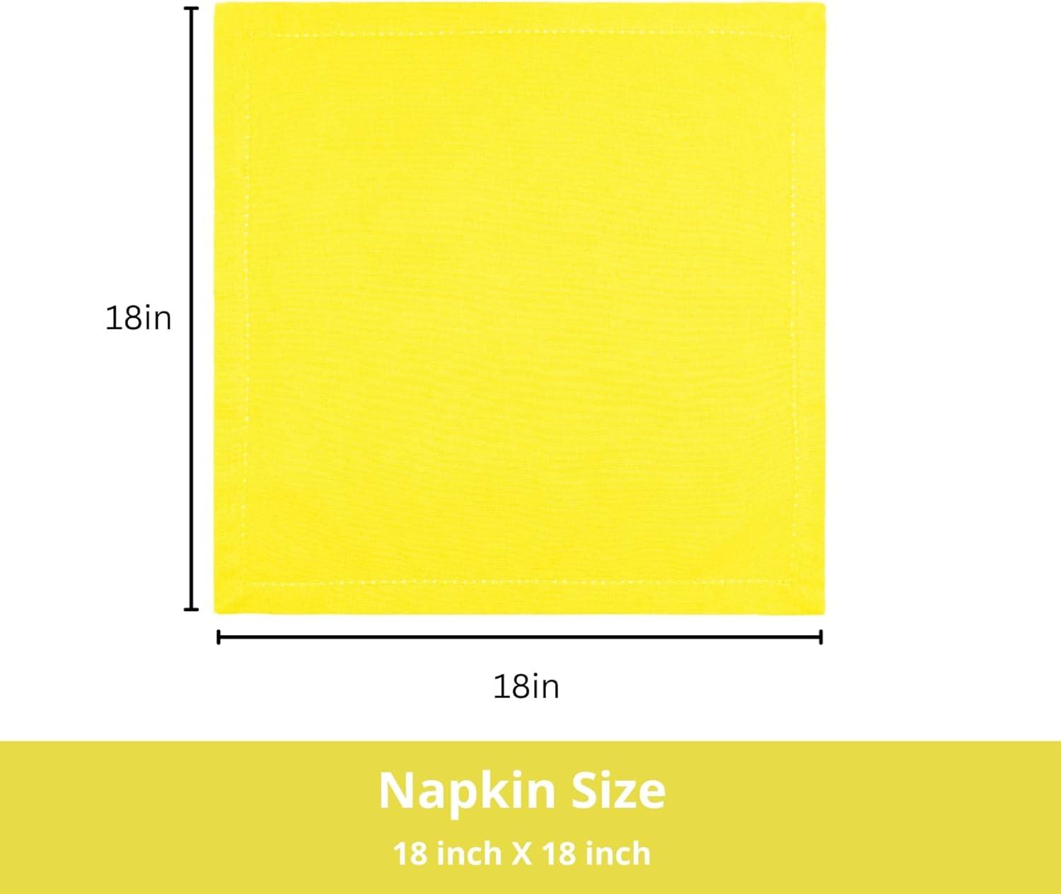 image:imagePurpleEssences Set of 6 Hemstitch Cloth Dinner Napkins 100 Cotton Soft Durable Washable Ideal for Wedding Spring Easter Summer Perfect Everyday Use Table Linen 18x18 Apple GreenYellow