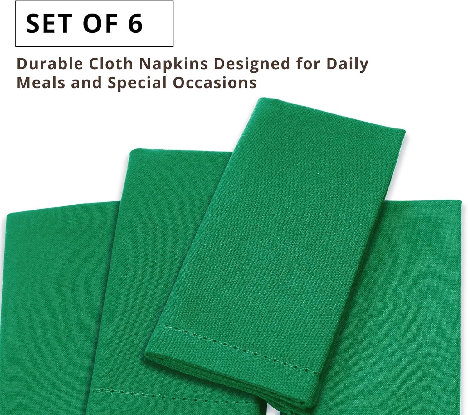 image:imagePurpleEssences Set of 6 Hemstitch Cloth Dinner Napkins 100 Cotton Soft Durable Washable Ideal for Wedding Spring Easter Summer Perfect Everyday Use Table Linen 18x18 Apple GreenSt Patricks Green