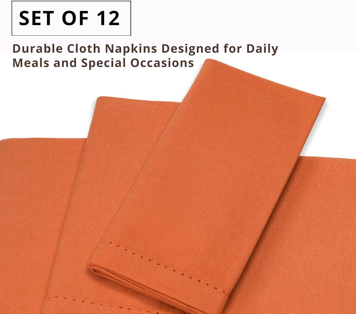 image:imagePurpleEssences Set of 6 Hemstitch Cloth Dinner Napkins 100 Cotton Soft Durable Washable Ideal for Wedding Spring Easter Summer Perfect Everyday Use Table Linen 18x18 Apple GreenOrange