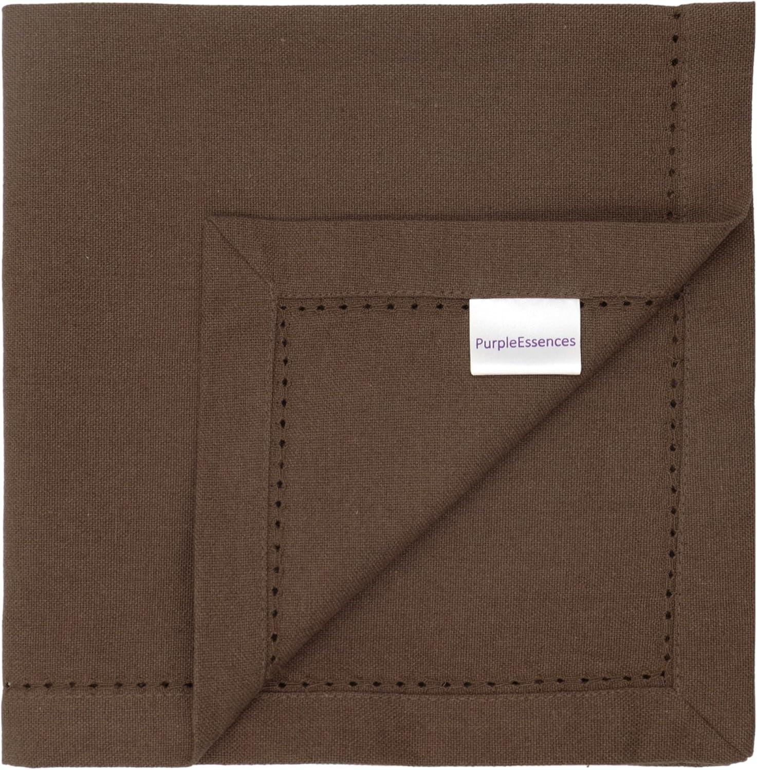 image:imagePurpleEssences Set of 6 Hemstitch Cloth Dinner Napkins 100 Cotton Soft Durable Washable Ideal for Wedding Spring Easter Summer Perfect Everyday Use Table Linen 18x18 Apple GreenNut Brown