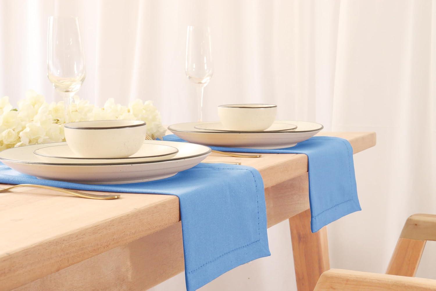 image:imagePurpleEssences Set of 6 Hemstitch Cloth Dinner Napkins 100 Cotton Soft Durable Washable Ideal for Wedding Spring Easter Summer Perfect Everyday Use Table Linen 18x18 Apple GreenLight Blue