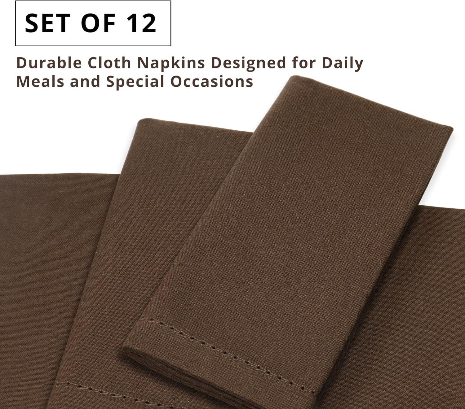 image:imagePurpleEssences Set of 6 Hemstitch Cloth Dinner Napkins 100 Cotton Soft Durable Washable Ideal for Wedding Spring Easter Summer Perfect Everyday Use Table Linen 18x18 Apple GreenNut Brown