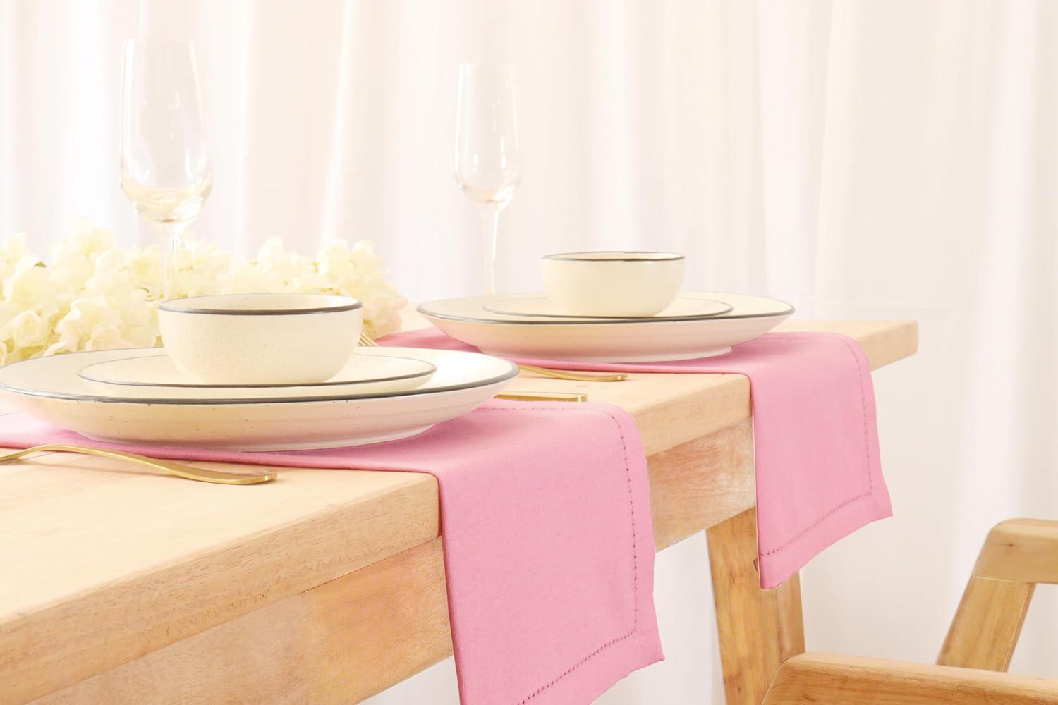 image:imagePurpleEssences Set of 6 Hemstitch Cloth Dinner Napkins 100 Cotton Soft Durable Washable Ideal for Wedding Spring Easter Summer Perfect Everyday Use Table Linen 18x18 Apple GreenBlush Pink