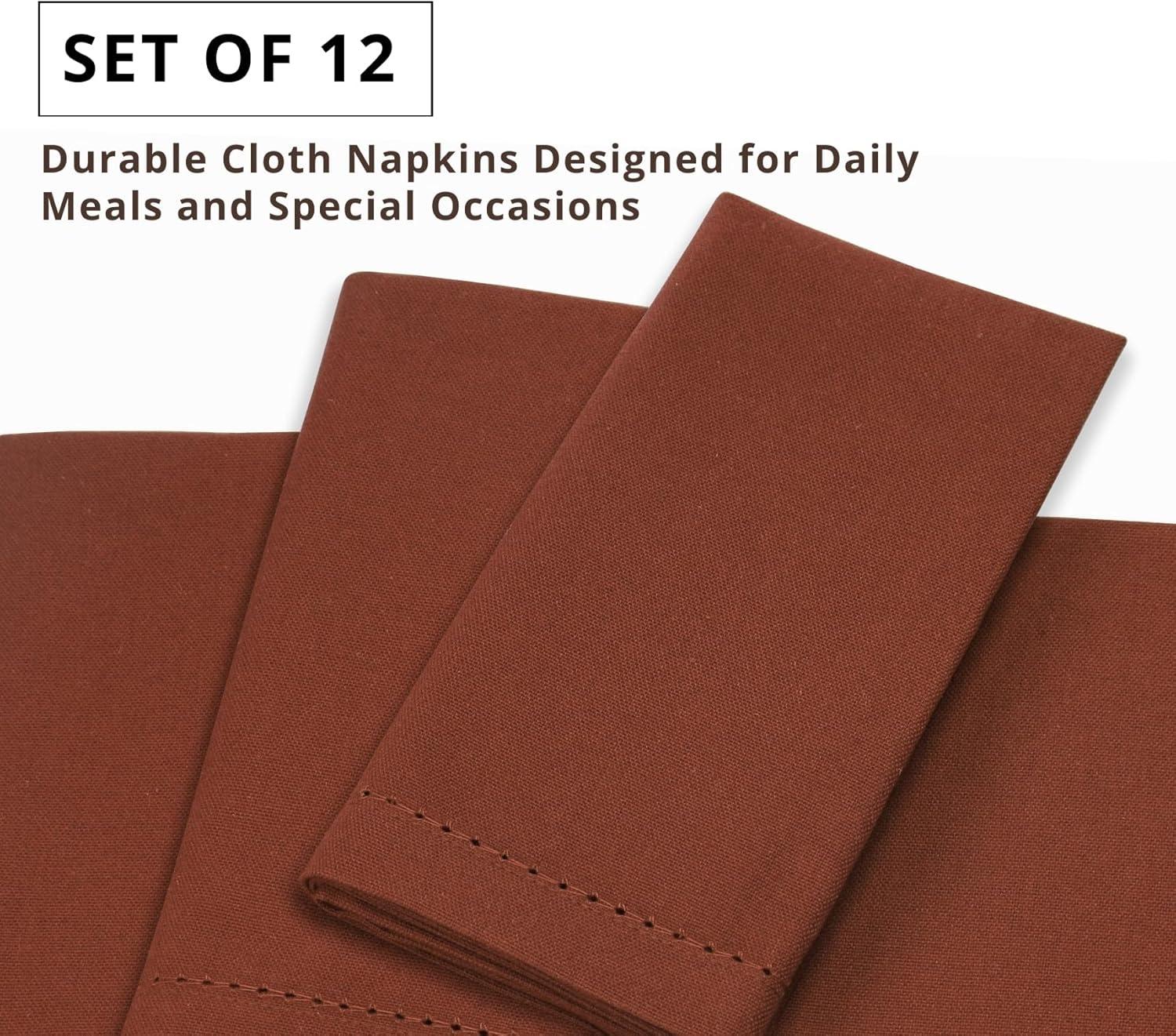 image:imagePurpleEssences Set of 6 Hemstitch Cloth Dinner Napkins 100 Cotton Soft Durable Washable Ideal for Wedding Spring Easter Summer Perfect Everyday Use Table Linen 18x18 Apple GreenRust