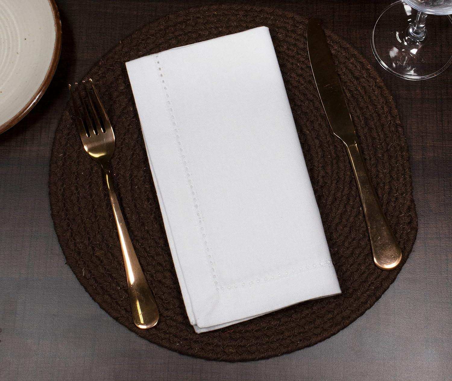 image:imagePurpleEssences Set of 6 Hemstitch Cloth Dinner Napkins 100 Cotton Soft Durable Washable Ideal for Wedding Spring Easter Summer Perfect Everyday Use Table Linen 18x18 Apple GreenWhite