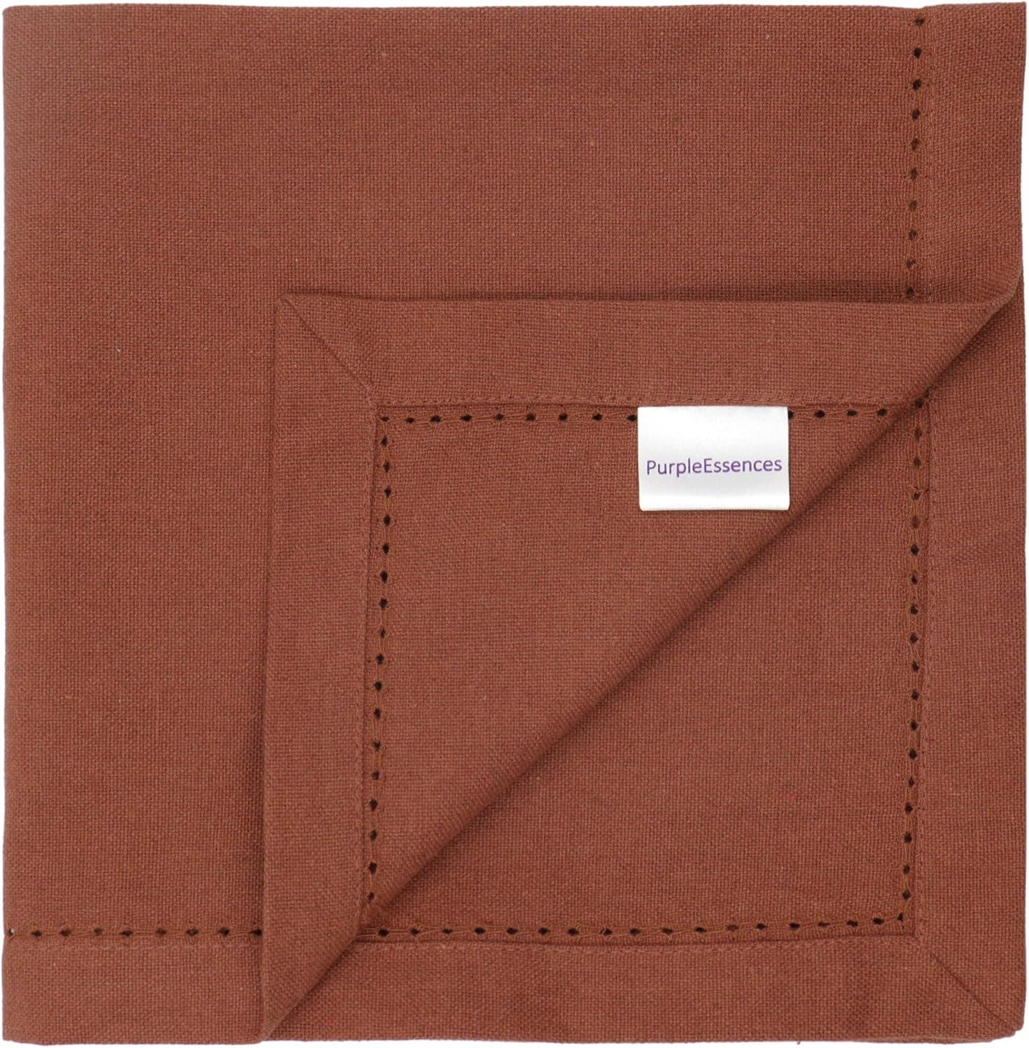 image:imagePurpleEssences Set of 6 Hemstitch Cloth Dinner Napkins 100 Cotton Soft Durable Washable Ideal for Wedding Spring Easter Summer Perfect Everyday Use Table Linen 18x18 Apple GreenRust