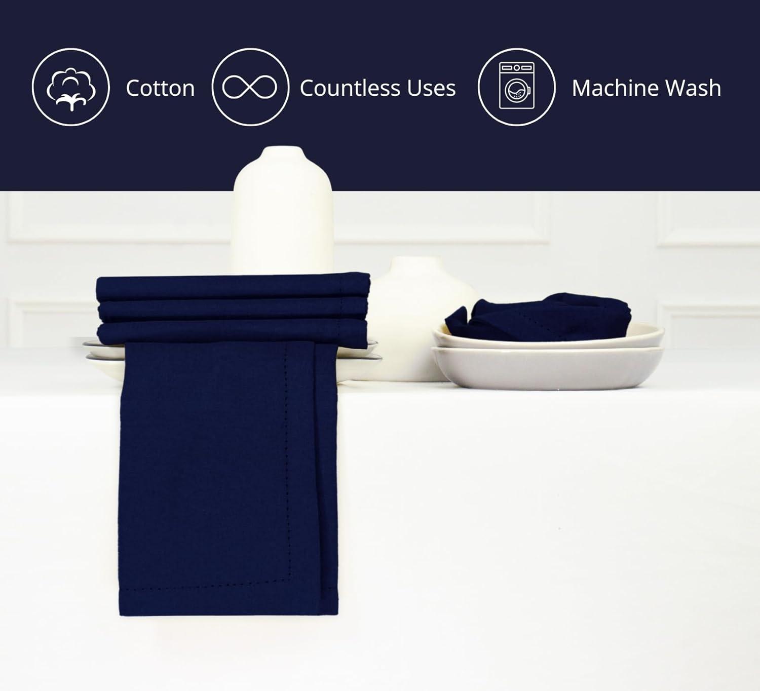 image:imagePurpleEssences Set of 6 Hemstitch Cloth Dinner Napkins 100 Cotton Soft Durable Washable Ideal for Wedding Spring Easter Summer Perfect Everyday Use Table Linen 18x18 Apple GreenNavy Blue