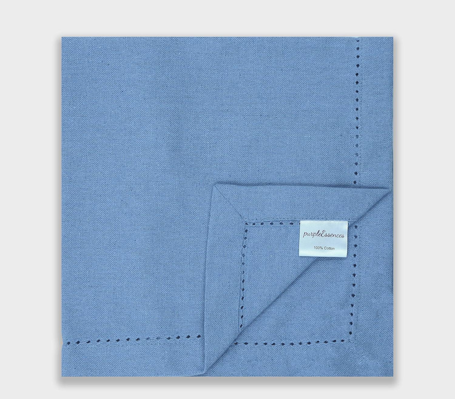 image:imagePurpleEssences Set of 6 Hemstitch Cloth Dinner Napkins 100 Cotton Soft Durable Washable Ideal for Wedding Spring Easter Summer Perfect Everyday Use Table Linen 18x18 Apple GreenLight Blue