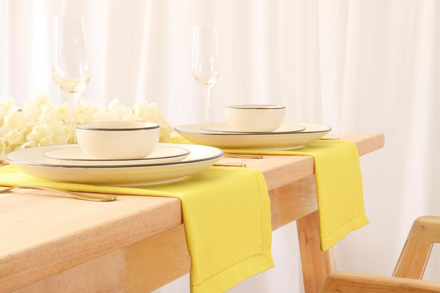 image:imagePurpleEssences Set of 6 Hemstitch Cloth Dinner Napkins 100 Cotton Soft Durable Washable Ideal for Wedding Spring Easter Summer Perfect Everyday Use Table Linen 18x18 Apple GreenYellow