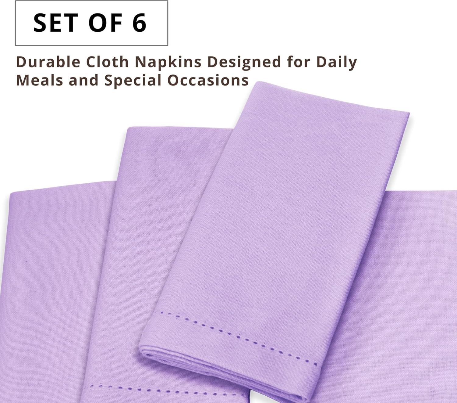 image:imagePurpleEssences Set of 6 Hemstitch Cloth Dinner Napkins 100 Cotton Soft Durable Washable Ideal for Wedding Spring Easter Summer Perfect Everyday Use Table Linen 18x18 Apple GreenLavender