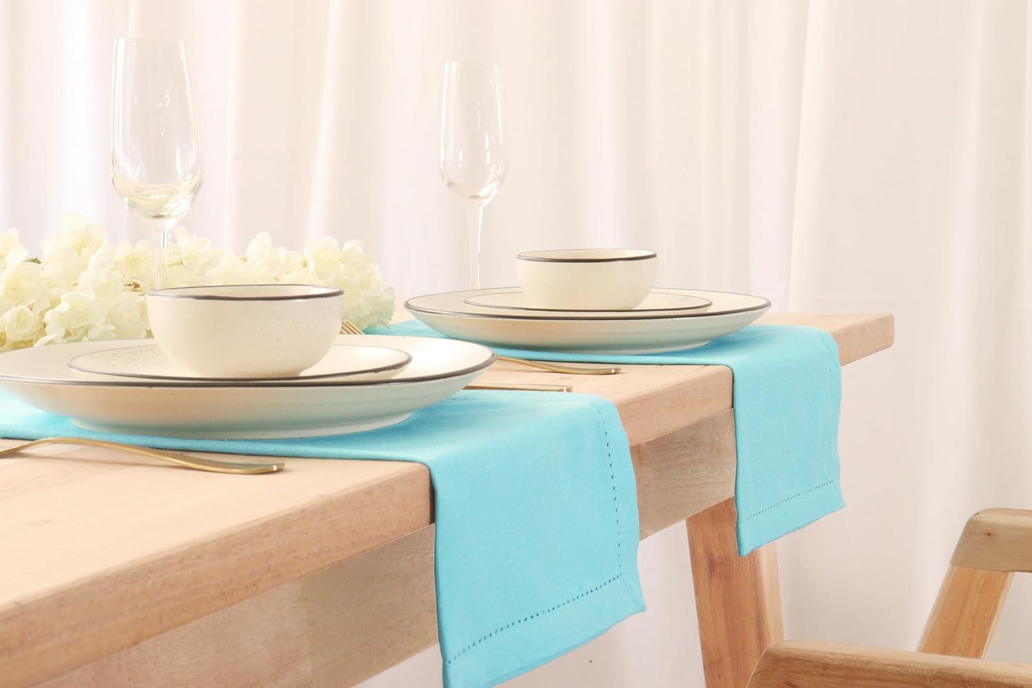 image:imagePurpleEssences Set of 6 Hemstitch Cloth Dinner Napkins 100 Cotton Soft Durable Washable Ideal for Wedding Spring Easter Summer Perfect Everyday Use Table Linen 18x18 Apple GreenAqua Blue