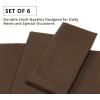 PurpleEssences Set of 6 Hemstitch Cloth Dinner Napkins 100% Cotton – Soft Durable Washable – Ideal for Wedding Spring Easter Summer – Perfect Everyday Use Table Linen 18×18 – Apple Green(Nut Brown)