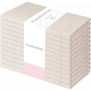 PurpleEssences Set of 6 Hemstitch Cloth Dinner Napkins 100% Cotton – Soft Durable Washable – Ideal for Wedding Spring Easter Summer – Perfect Everyday Use Table Linen 18×18 – Apple Green(Royal Linen)