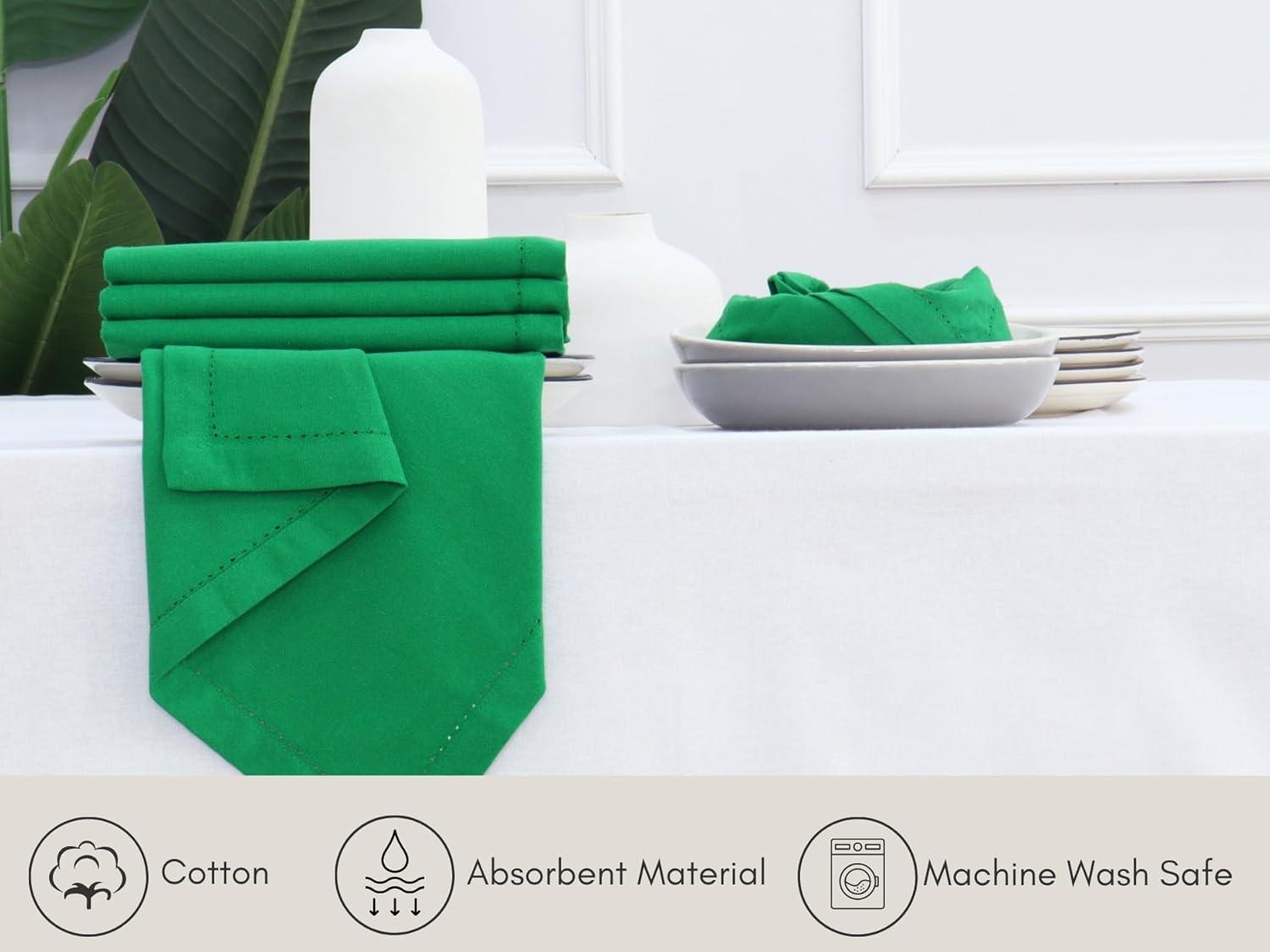image:imagePurpleEssences St Patricks Day Table Runner Shamrocks Clover 13 X 72 Inch and Set of 12 Hemstitch Cloth Dinner Napkins 18x18 Inches 100 Cotton St Patricks Green