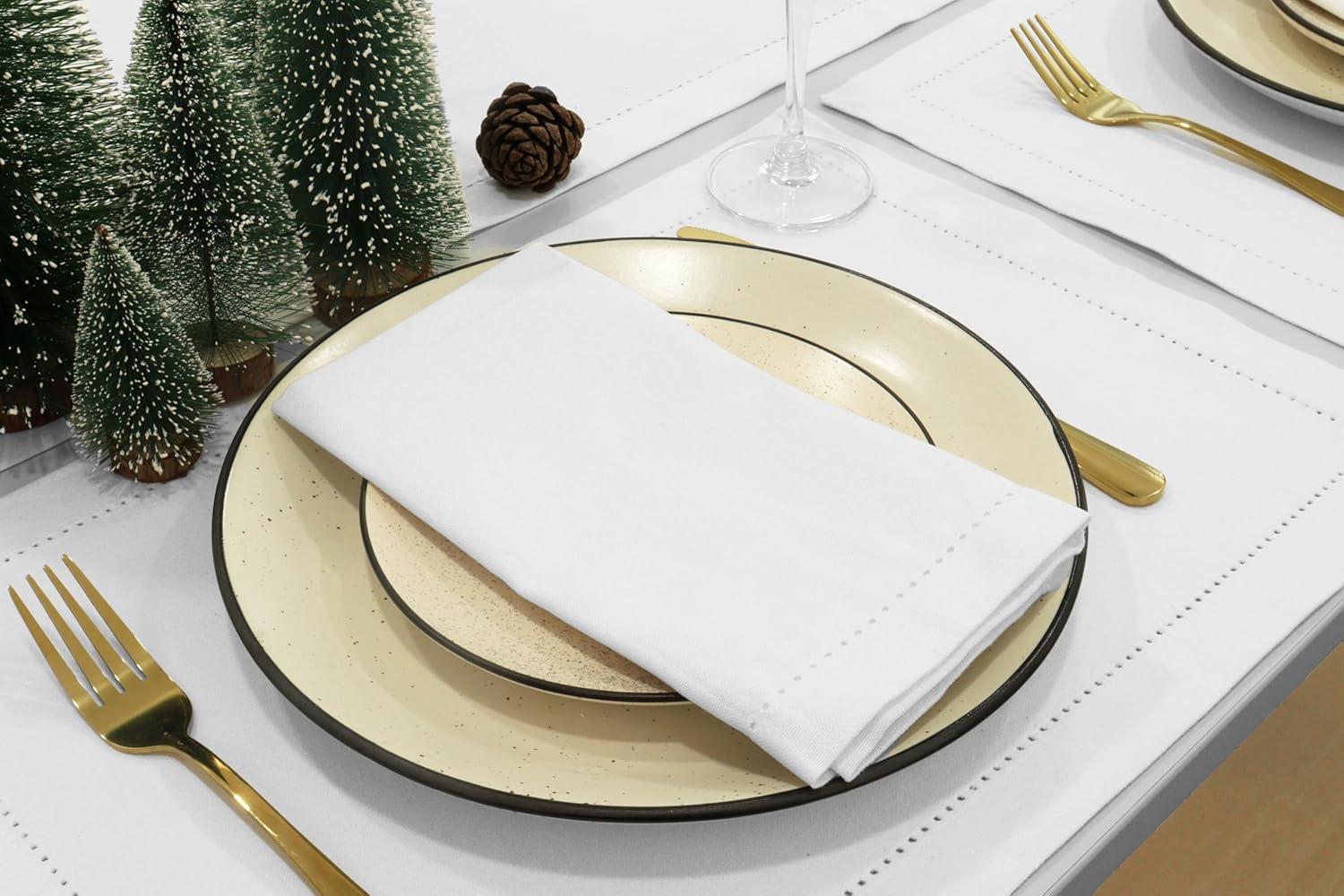 image:imagePurpleEssences St Patricks Day Table Runner Shamrocks Clover 13 X 72 Inch and Set of 12 Hemstitch Cloth Dinner Napkins 18x18 Inches 100 Cotton White