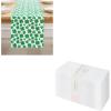 PurpleEssences St Patricks Day Table Runner Shamrocks Clover 13 X 72 Inch and Set of 12 Cloth Dinner Napkins 18×18 Inches – 100% Cotton – White