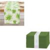 PurpleEssences St Patricks Day Table Runner Water Color Shamrocks 13 X 72 Inch and Set of 12 Cloth Dinner Napkins 18×18 Inches – 100% Cotton – Sage Green