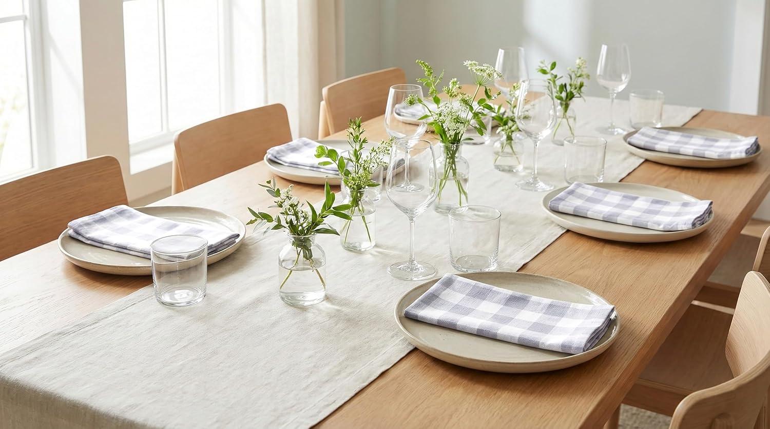 image:imagePurpleEssences Buffalo Plaid Cloth Napkins Mitered Corners Spring Easter Summer Gingham Check Dinner Napkin Set of 12100 Cotton 18x18 Inch Reusable Washable Blue and WhiteGrey White