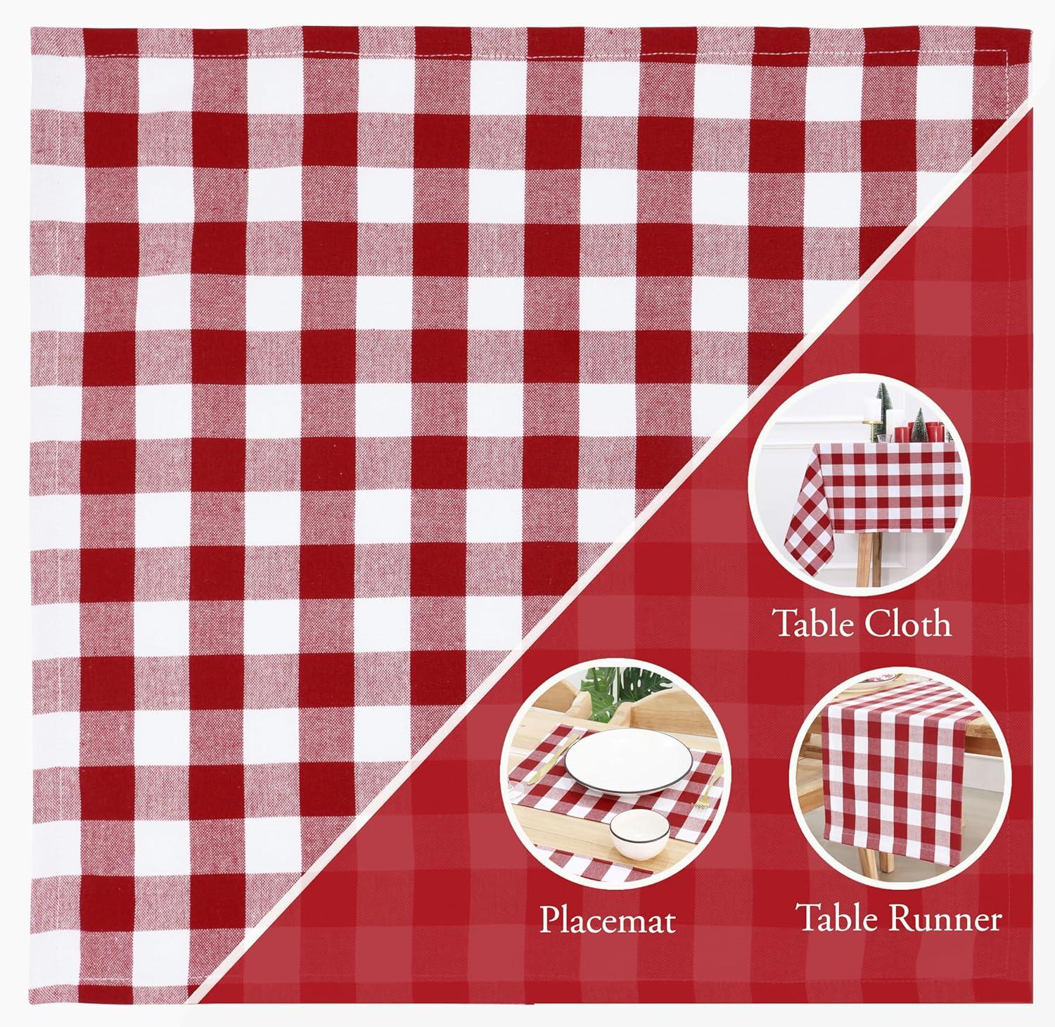 image:imagePurpleEssences Buffalo Plaid Cloth Napkins Mitered Corners Spring Easter Summer Gingham Check Dinner Napkin Set of 12100 Cotton 18x18 Inch Reusable Washable Blue and WhiteRed White
