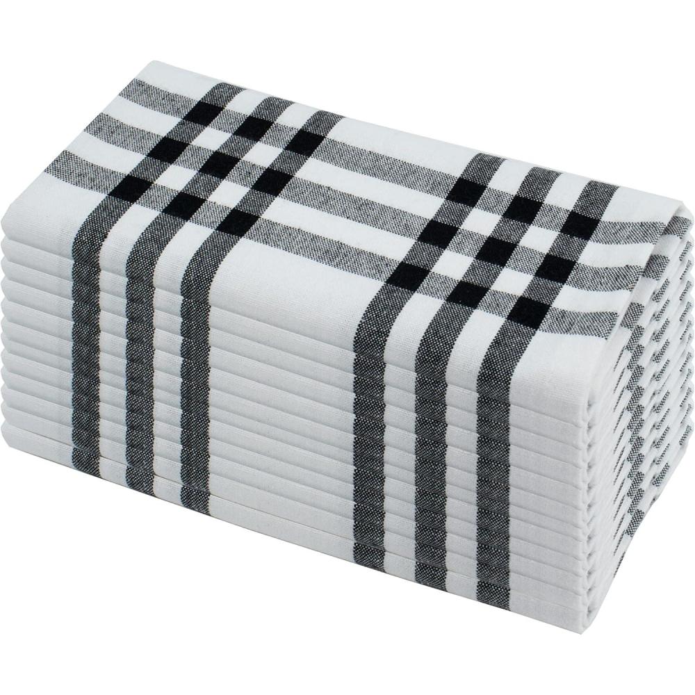image:imagePurpleEssences Buffalo Plaid Cloth Napkins Mitered Corners Spring Easter Summer Gingham Check Dinner Napkin Set of 12100 Cotton 18x18 Inch Reusable Washable Blue and WhiteHomestead Plaid BlackWhite