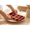 PurpleEssences Buffalo Plaid Cloth Napkins – Mitered Corners – Spring Easter Summer – Gingham Check Dinner Napkin – Set of 12-100% Cotton – 18×18 Inch – Reusable Washable – Blue and White(Orange Black)