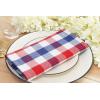PurpleEssences Buffalo Plaid Cloth Napkins – Mitered Corners – Spring Easter Summer – Gingham Check Dinner Napkin – Set of 12-100% Cotton – 18×18 Inch – Reusable Washable – Blue and White(4th of July Red White Blue)