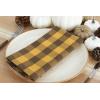 PurpleEssences Buffalo Plaid Cloth Napkins – Mitered Corners – Spring Easter Summer – Gingham Check Dinner Napkin – Set of 12-100% Cotton – 18×18 Inch – Reusable Washable – Blue and White(Golden Yellow Nut Brown)