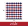 PurpleEssences Buffalo Plaid Cloth Napkins – Mitered Corners – Spring Easter Summer – Gingham Check Dinner Napkin – Set of 12-100% Cotton – 18×18 Inch – Reusable Washable – Blue and White(4th of July Red White Blue)
