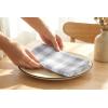 PurpleEssences Buffalo Plaid Cloth Napkins – Mitered Corners – Spring Easter Summer – Gingham Check Dinner Napkin – Set of 12-100% Cotton – 18×18 Inch – Reusable Washable – Blue and White(Grey White)