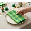 PurpleEssences Buffalo Plaid Cloth Napkins – Mitered Corners – Spring Easter Summer – Gingham Check Dinner Napkin – Set of 12-100% Cotton – 18×18 Inch – Reusable Washable – Blue and White(St Patricks Green)