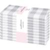 PurpleEssences Buffalo Plaid Cloth Napkins – Mitered Corners – Spring Easter Summer – Gingham Check Dinner Napkin – Set of 12-100% Cotton – 18×18 Inch – Reusable Washable – Blue and White(Grey White)