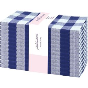 PurpleEssences Buffalo Plaid Cloth Napkins – Mitered Corners – Spring Easter Summer – Gingham Check Dinner Napkin – Set of 12-100% Cotton – 18×18 Inch – Reusable Washable – Blue and White(Blue White)