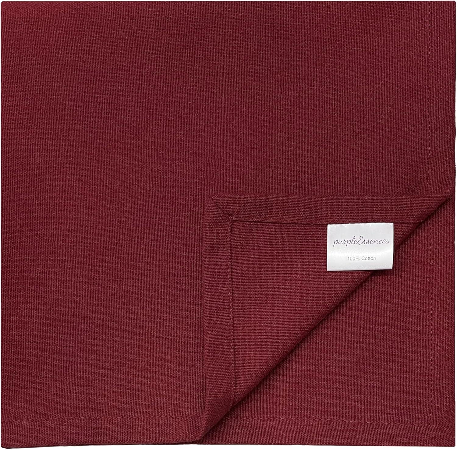 image:imagePurpleEssences Set of 12 Cloth Dinner Napkins 100 Cotton 18x18 Inch Soft Durable Washable Ideal for Farmhouse Party Spring Easter Summer Perfect Everyday Use Table Linen LavenderBurgundy