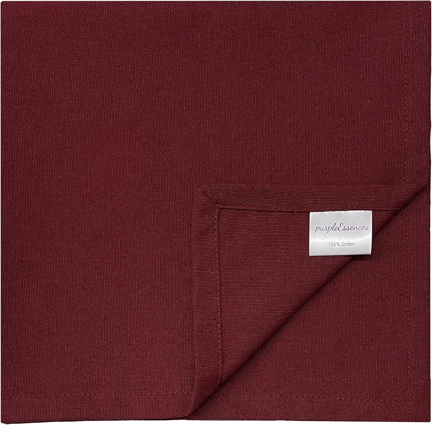 image:imagePurpleEssences Set of 12 Cloth Dinner Napkins 100 Cotton 18x18 Inch Soft Durable Washable Ideal for Farmhouse Party Spring Easter Summer Perfect Everyday Use Table Linen LavenderBurgundy